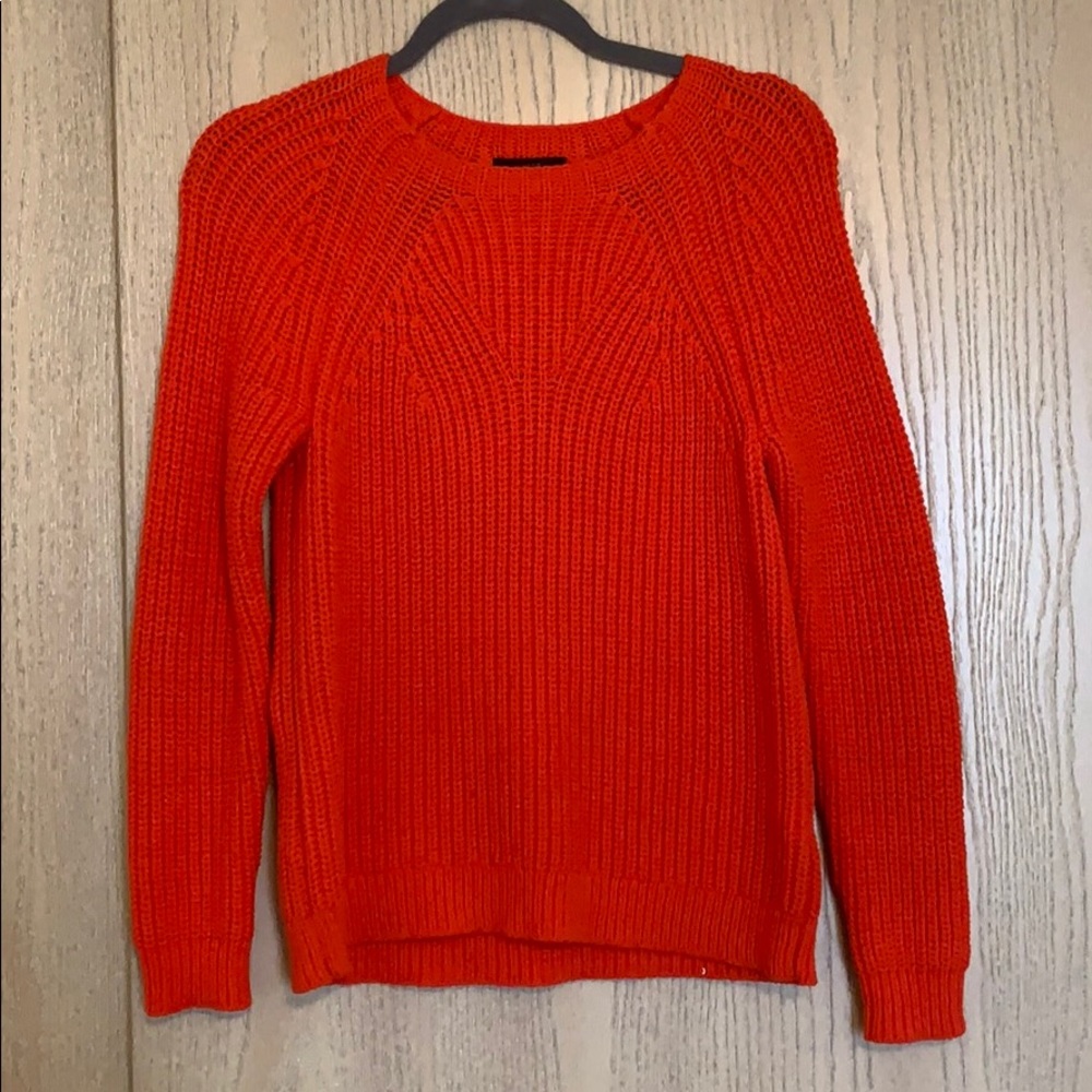 Orange cable knit sweater